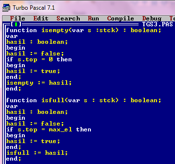 Contoh program stack sederhana pada pascal
